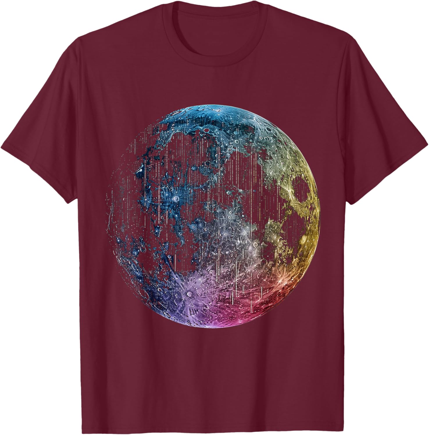 Moon Colored Art Graphic Artwork Motif Moon T-Shirt - T-Shirt | Maroon