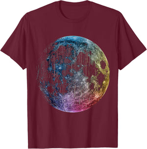 Moon Colored Art Graphic Artwork Motif Moon T-Shirt - T-Shirt | Maroon