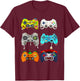 Halloween Skeleton Zombie Gaming Controllers Mummy T-Shirt - T-Shirt | Maroon
