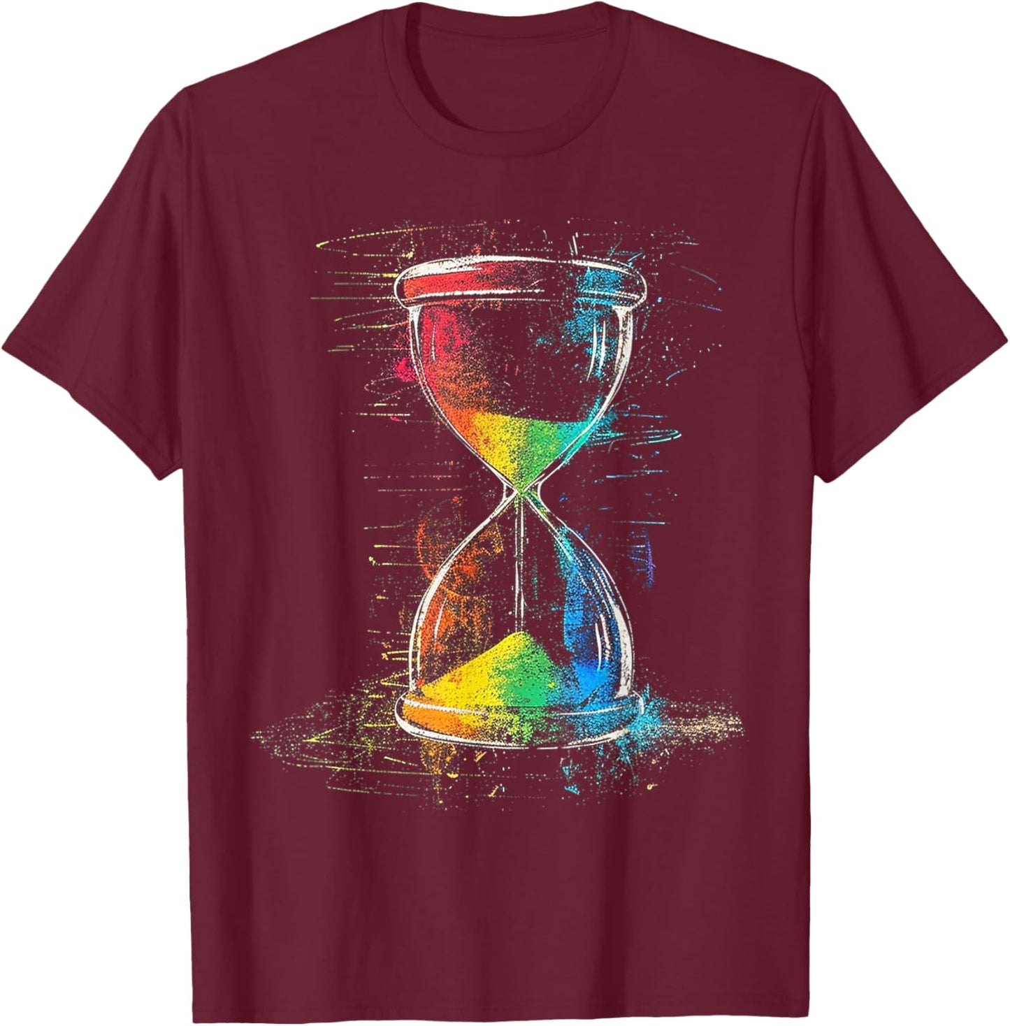 Hourglass Watercolor Paint Abstract Art Graphic T-Shirt - T-Shirt | Maroon