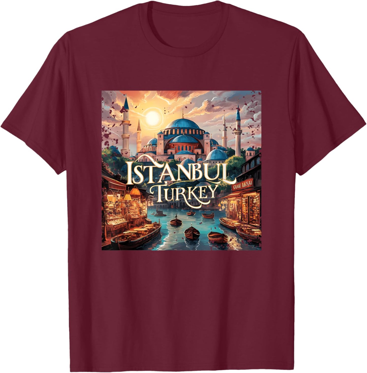 Vintage Istanbul Turkey T-Shirt - T-Shirt | Maroon