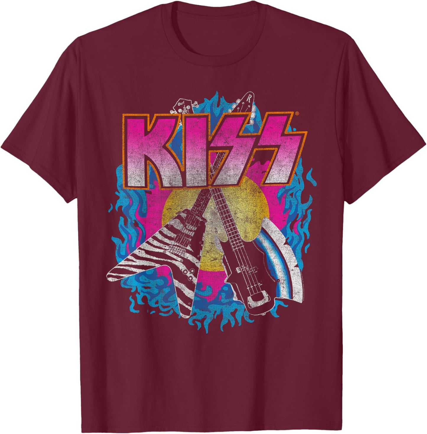 KISS - Young & Wasted Adults , Black, Small, Short Sleeve, Classic Fit T-Shirt - T-Shirt | Maroon