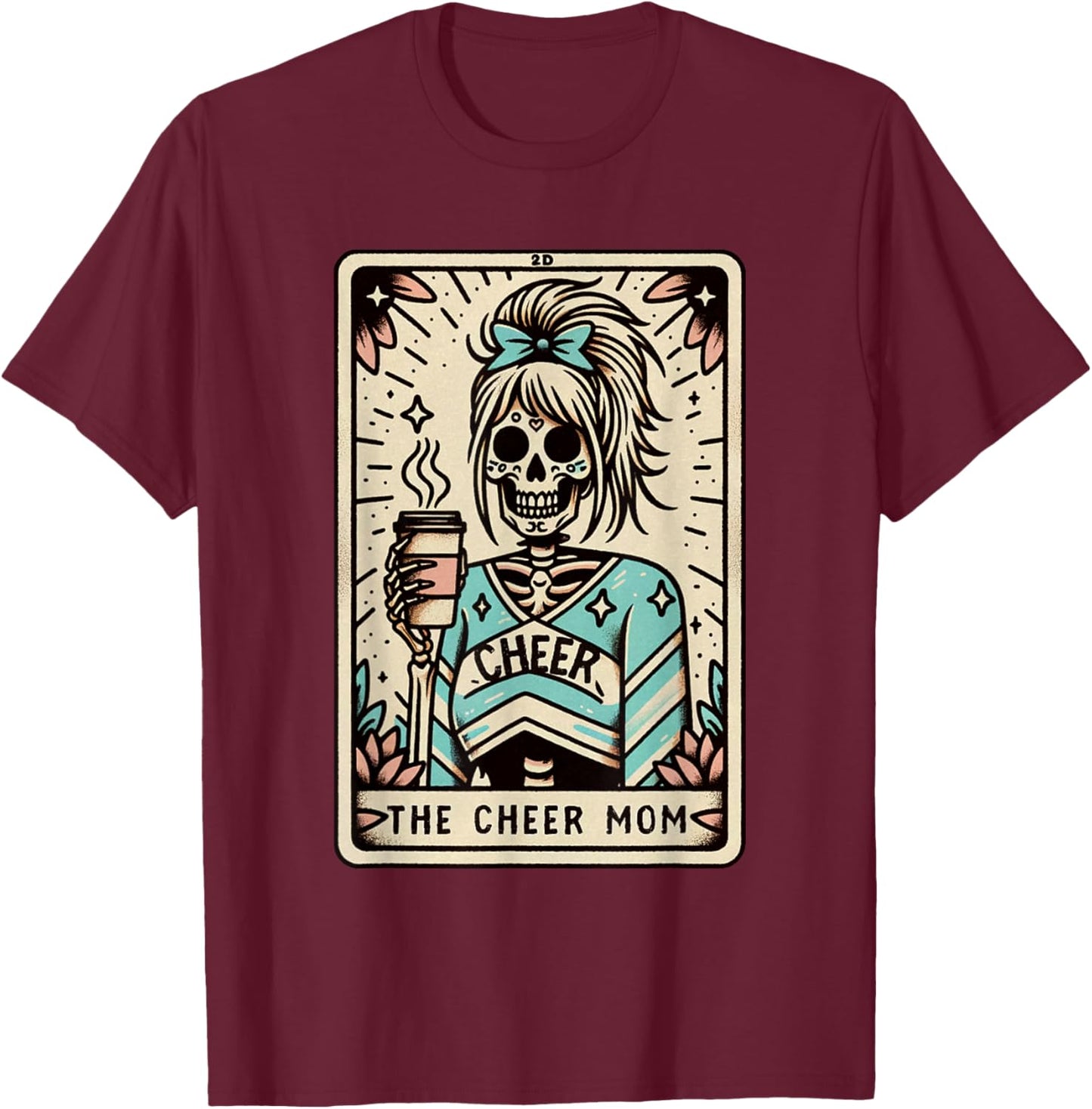 Funny Cheer Mom Halloween, Tarot Card Cheerleading Mom T-Shirt - T-Shirt | Maroon