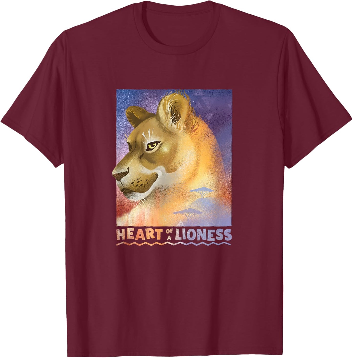 Disney Lion King Nala Lioness Airbrush Live Action T-Shirt - T-Shirt | Maroon