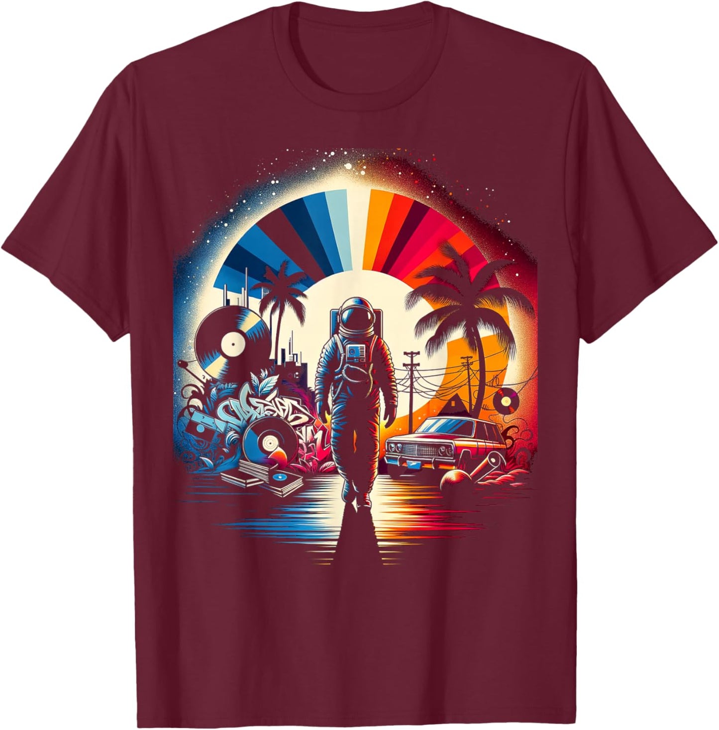 Retro Space Groove | Men Women (S-6XL) | Graphic T-Shirt - T-Shirt | Maroon