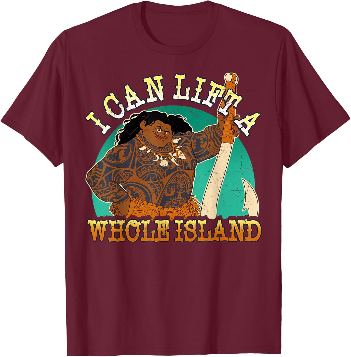 Disney Moana Maui I Can Lift A Whole Island Graphic T-Shirt - T-Shirt | Maroon