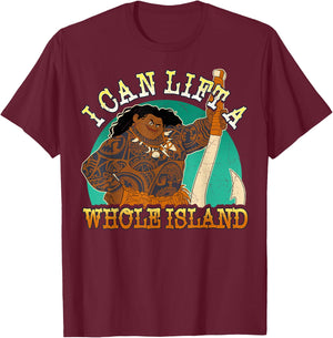 Disney Moana Maui I Can Lift A Whole Island Graphic T-Shirt - T-Shirt | Maroon