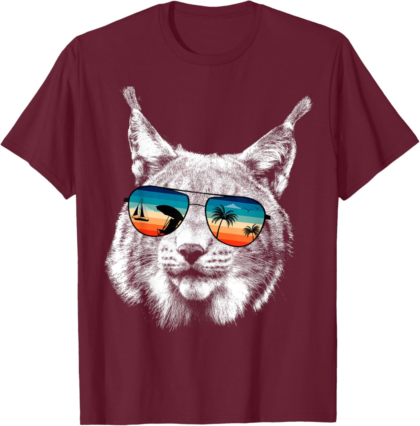 BOBCAT Shirts With Glasses Sunglasses Retro Style T-Shirt - T-Shirt | Maroon