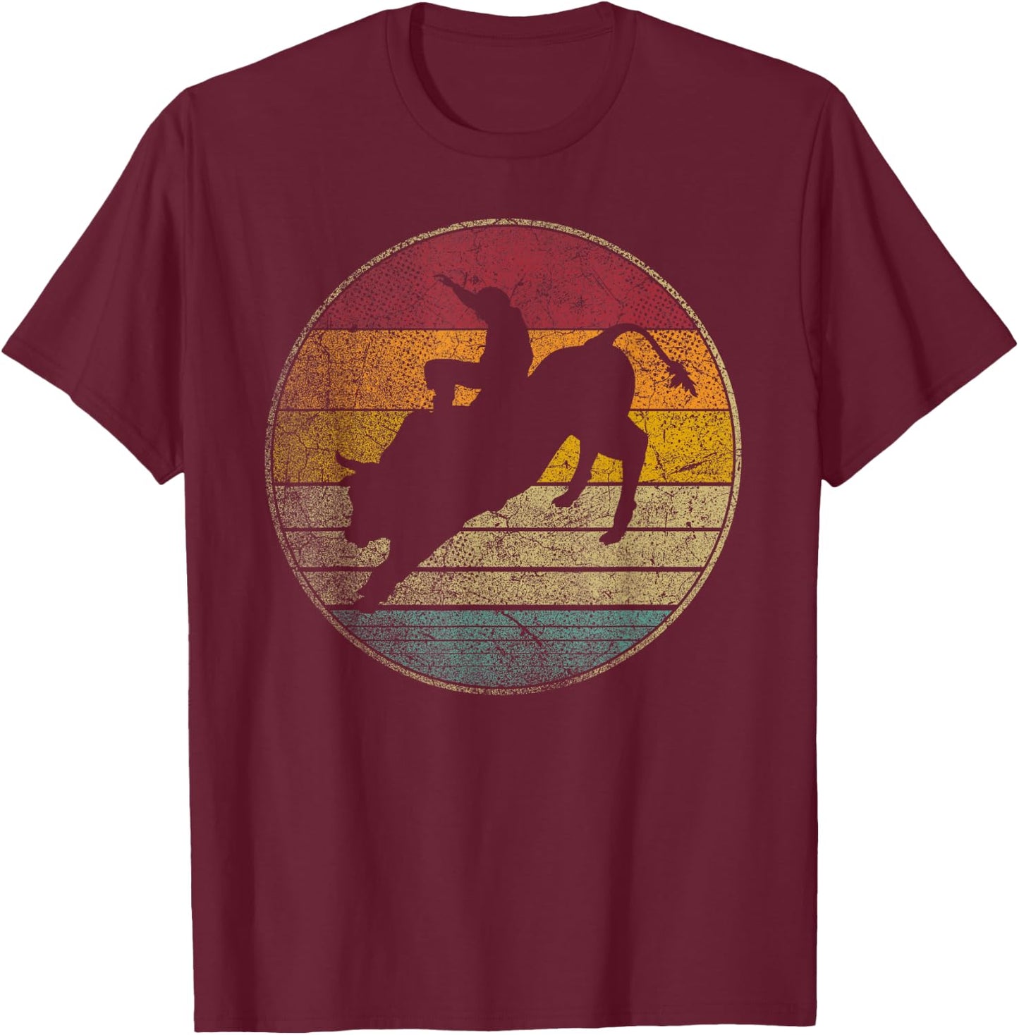 Rodeo Retro Style Bull Riding Cowboy Horse Men Women Kids T-Shirt - T-Shirt | Maroon
