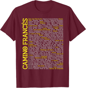 Camino de Santiago de Compostela Way of Saint James Stages T-Shirt - T-Shirt | Maroon