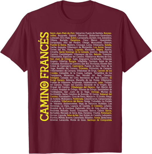 Camino de Santiago de Compostela Way of Saint James Stages T-Shirt - T-Shirt | Maroon