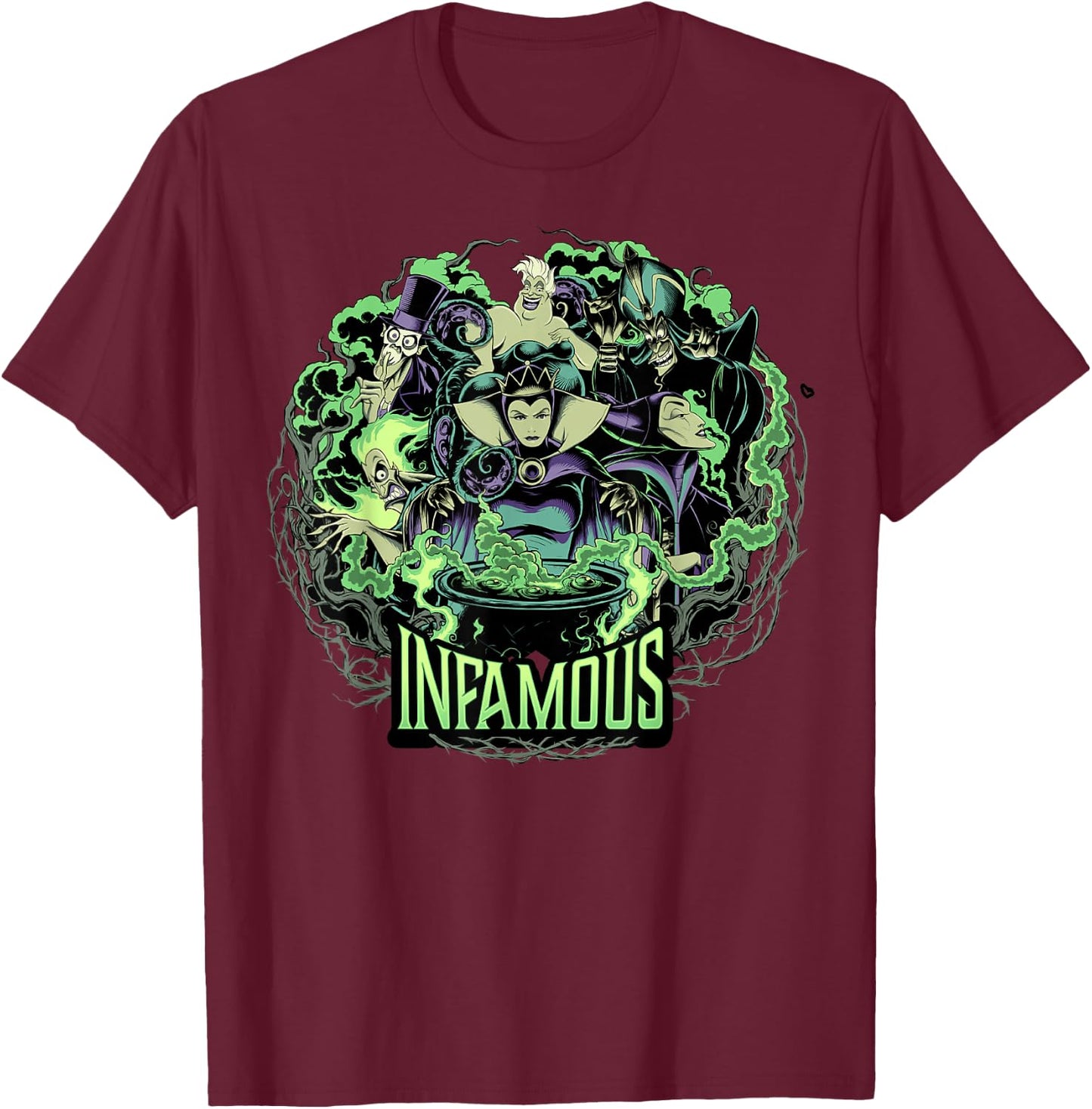 Disney Villains Infamous Evil Group Small T-Shirt - T-Shirt | Maroon