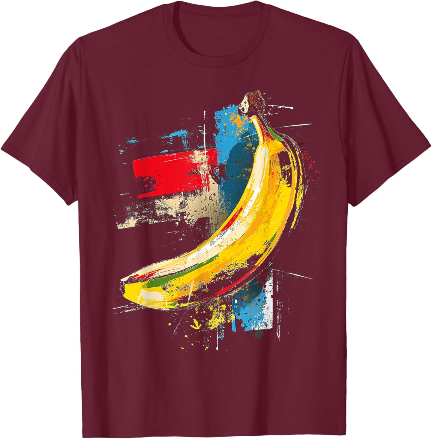 Artwork Fruit Motif Banana Art T-Shirt - T-Shirt | Maroon