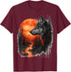 Wolf in front of moon and trees wolves wild animal T-Shirt - T-Shirt | Maroon