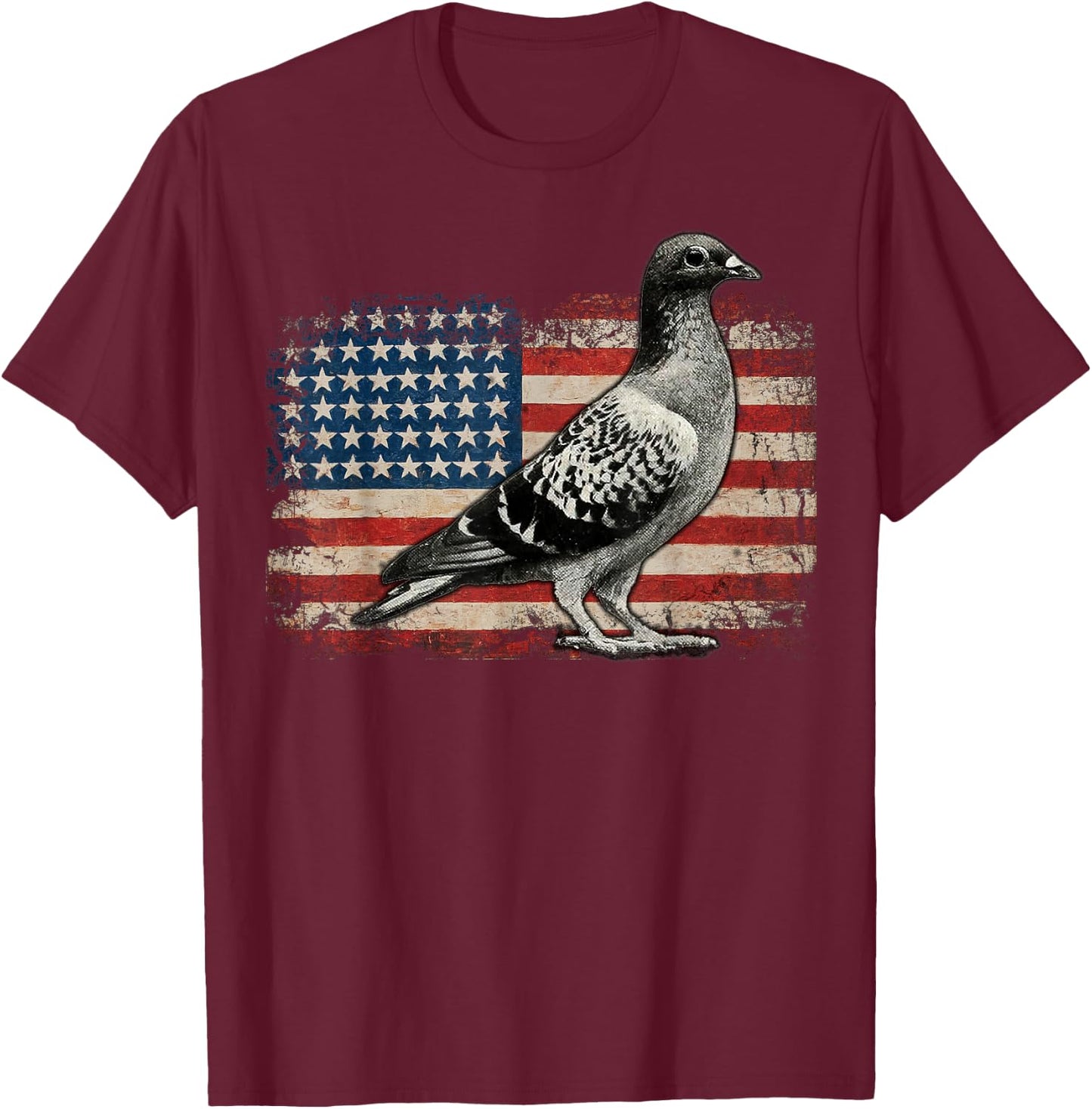 Pigeon Bird 4th of July USA Patriotic Pigeon USA Flag T-Shirt - T-Shirt | Maroon