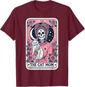 The Cat Mom Tarot Card: Mothers Day Cat Lover Men Women T-Shirt - T-Shirt | Maroon