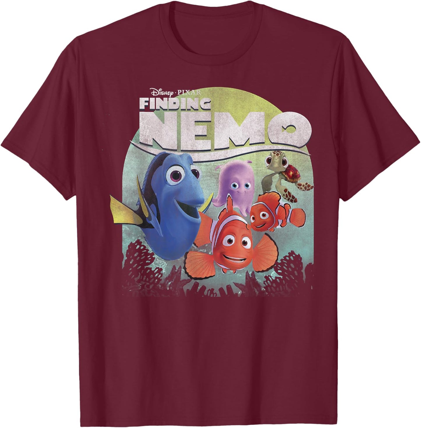 Disney Pixar Finding Nemo Group Shot Poster Graphic Small T-Shirt - T-Shirt | Maroon