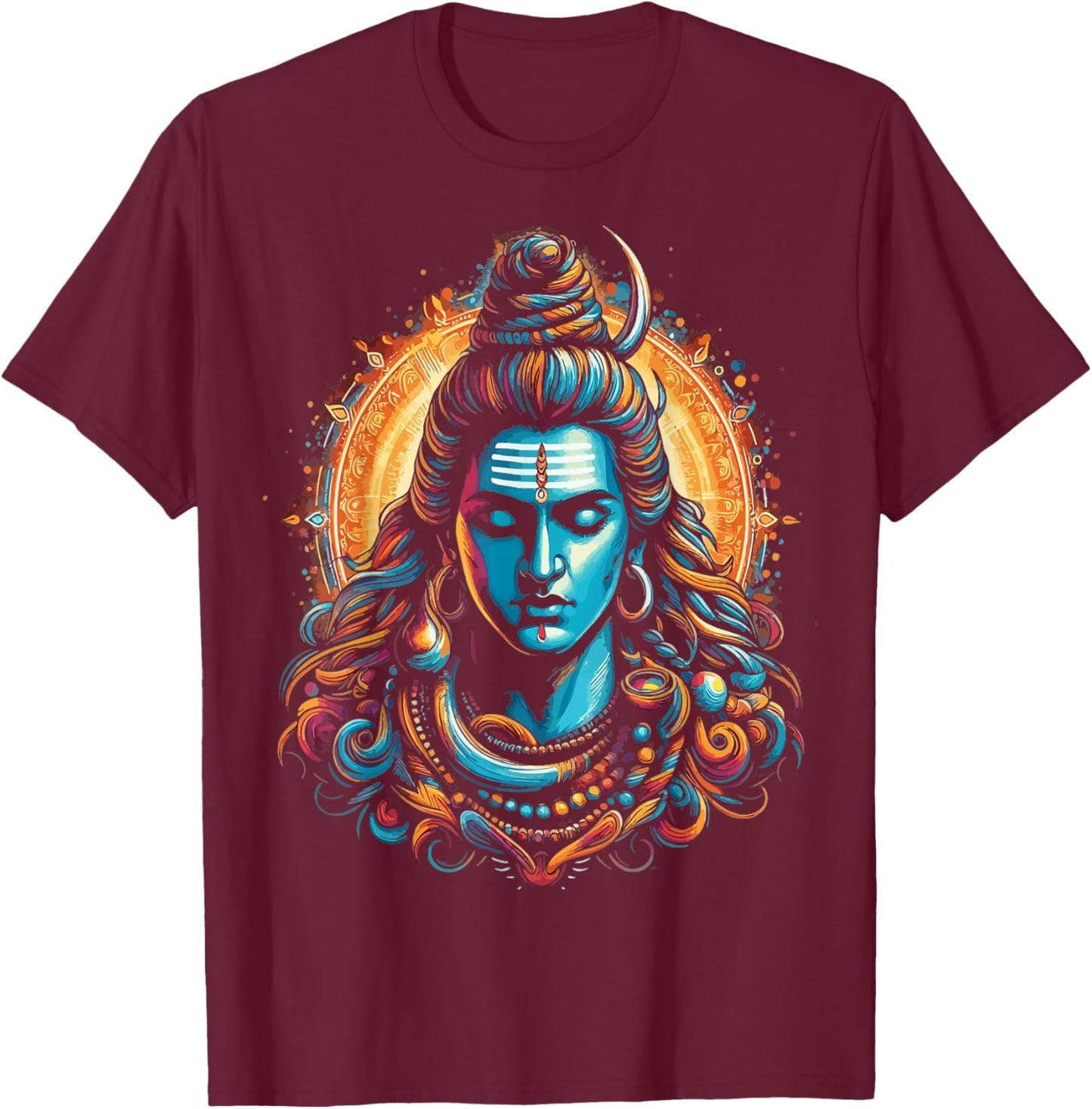 Lord Shiva Hindu God Mahadeva Trident Hinduism Devotee T-Shirt - T-Shirt | Maroon