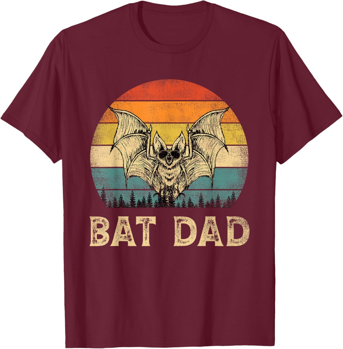 Vintage Bat Dad Bat Lovers Daddy Father's Day T-Shirt - T-Shirt | Maroon