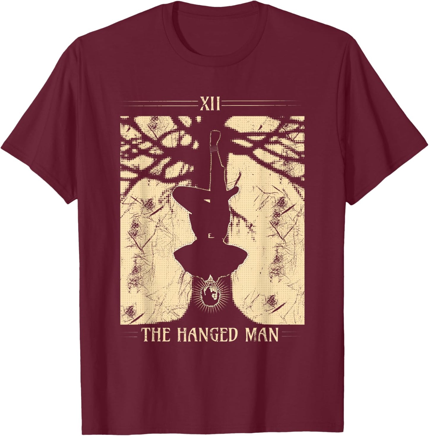The Hanged Man Mystic Tarot Card T-Shirt - T-Shirt | Maroon