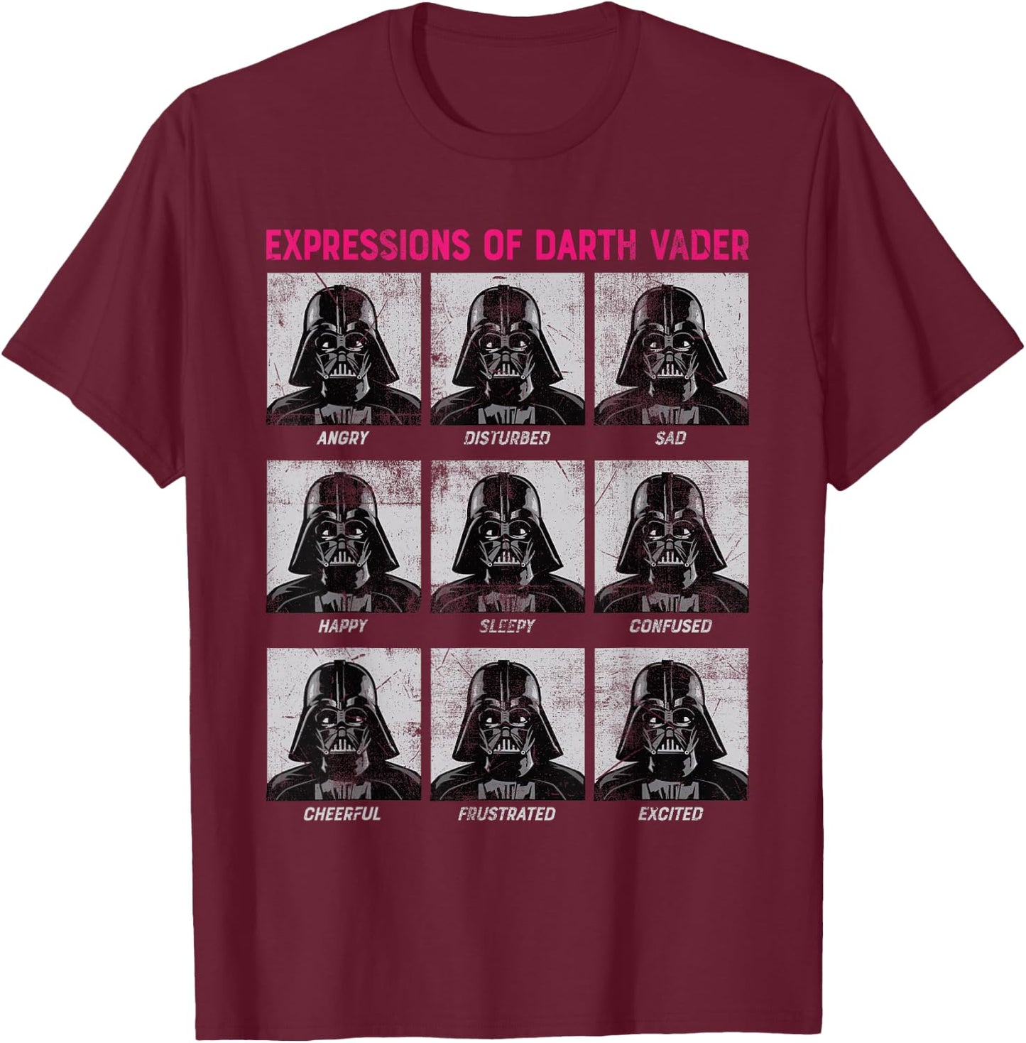 Star Wars Expressions of Darth Vader Funny T-Shirt - T-Shirt | Maroon