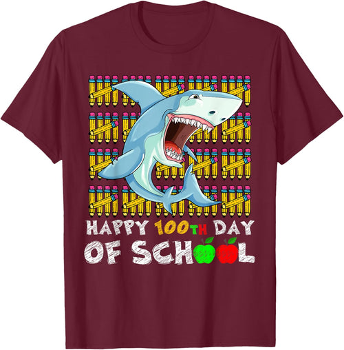 Happy 100th Day Of School Shark Funny Teacher Student Kids