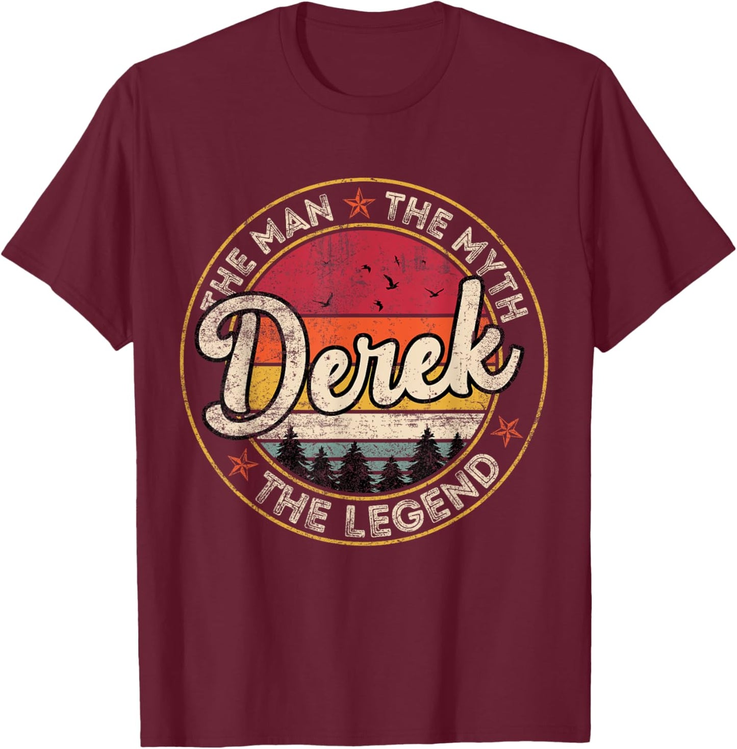 Derek The Man The Myth The Legend Personalized Name T-Shirt - T-Shirt | Maroon