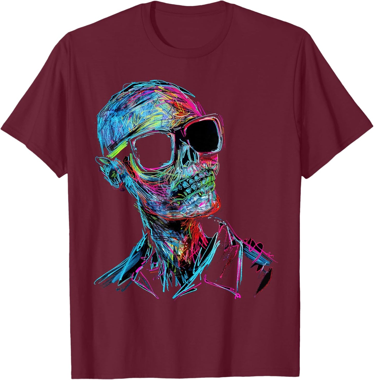 Zombie Costume Halloween Graphic Sunglasses Art Zombie T-Shirt - T-Shirt | Maroon