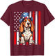 Pride Flag USA July 4 Patriotic Basset Hound Dog Lover T-Shirt - T-Shirt | Maroon