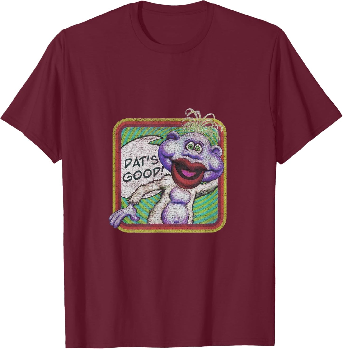 Jeff Dunham Peanut Retro Washed -Adult , Black, Small, Short Sleeve, Cartoon, Retro, Straight Fit, Polyester 100% T-Shirt - T-Shirt | Maroon