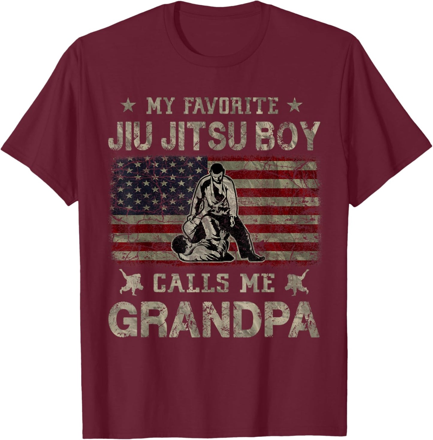 My Favorite Jiu Jitsu Boy Calls Me Grandpa Father's Day T-Shirt - T-Shirt | Maroon
