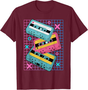 Cassettes Vaporwave - Retrowave Synthwave - Retro T-Shirt - T-Shirt | Maroon