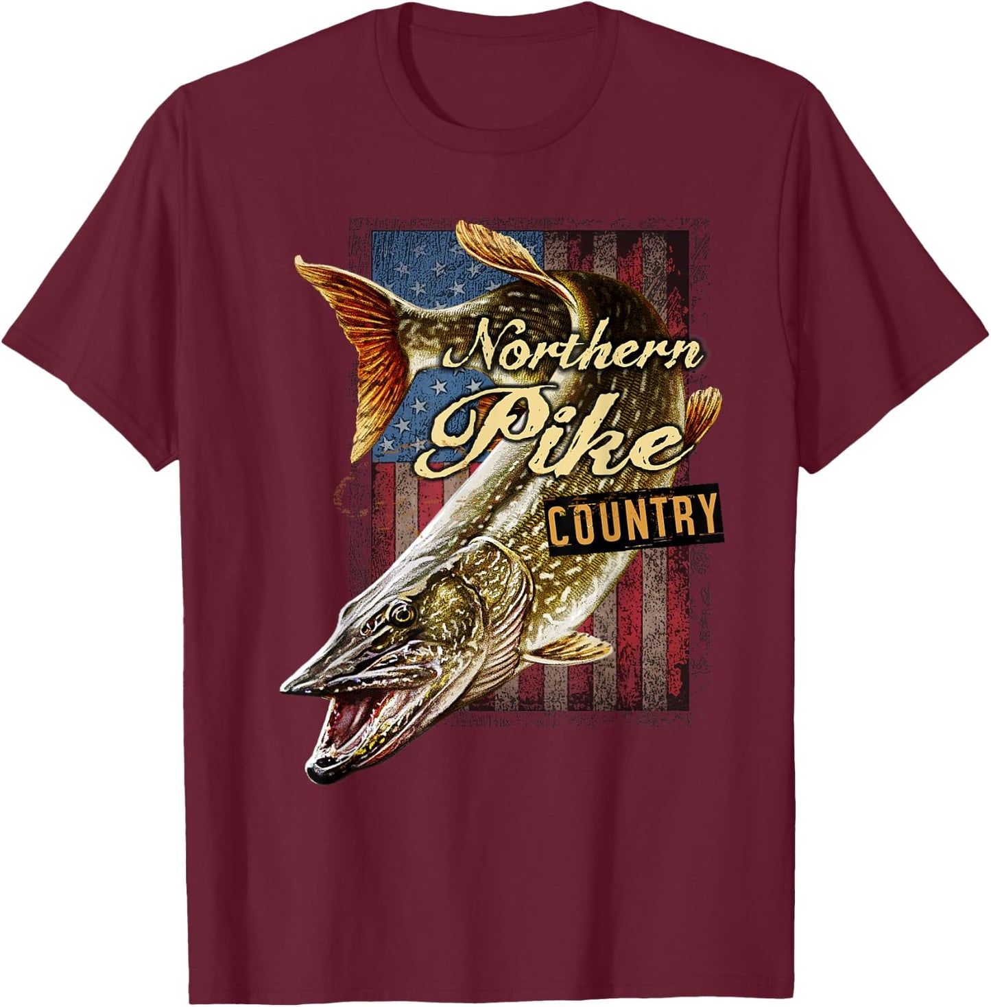 Northern Pike Country, Northern Pike fishing T-Shirt - T-Shirt | Maroon