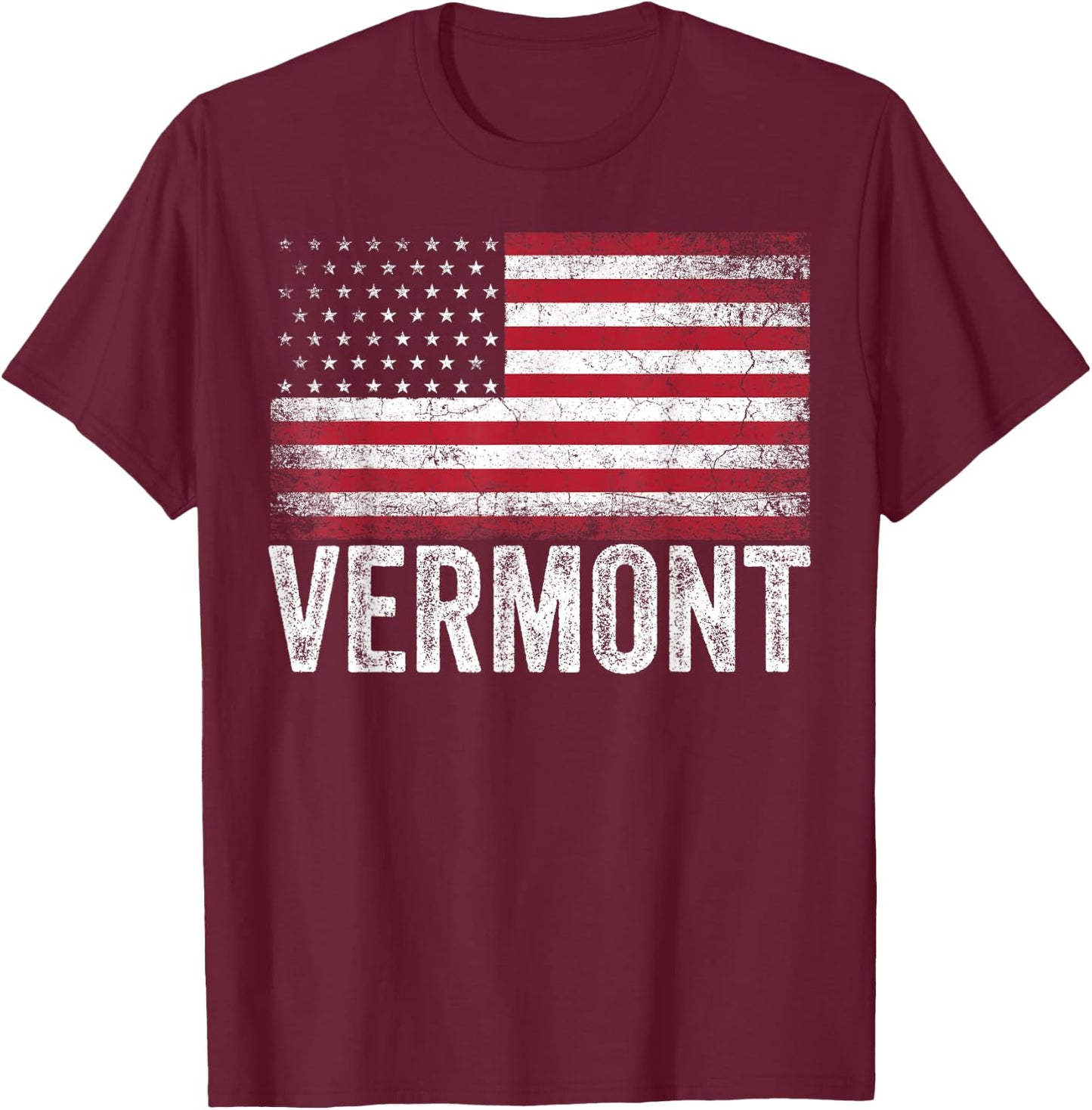 Vermont American Flag 4th of July Vintage Men Women USA T-Shirt - T-Shirt | Maroon