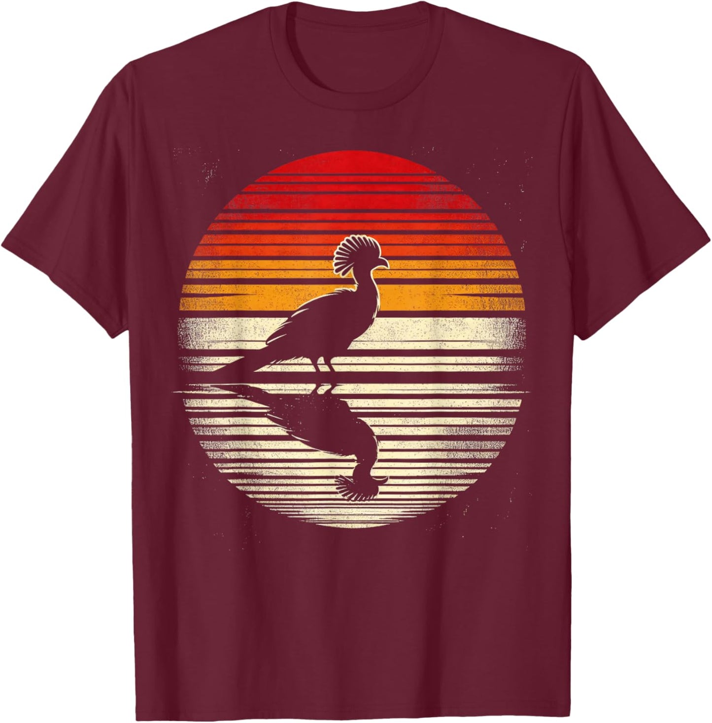 Turaco Bird Sunset Retro Style Safari Vintage 70s T-Shirt - T-Shirt | Maroon