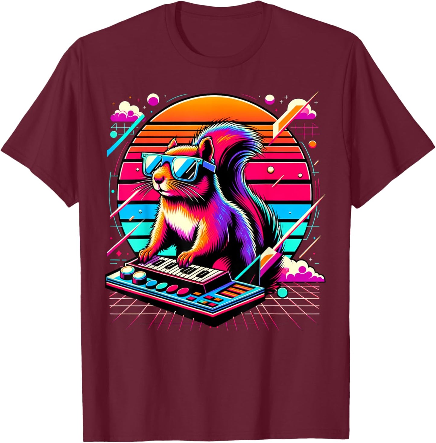 and Kids Vintage Retro Squirrel Lover T-Shirt - T-Shirt | Maroon