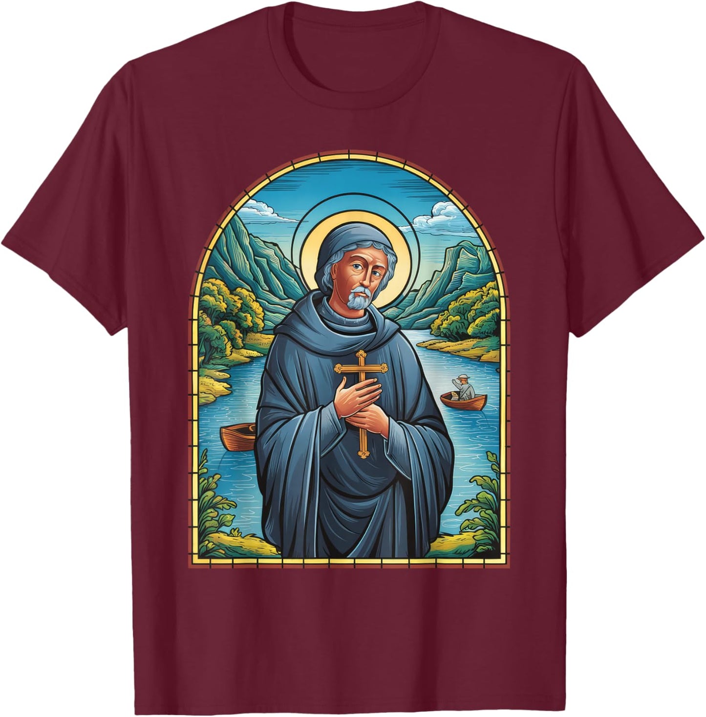 St Martin de Porres Catholic Church Black Saints Peru Cross T-Shirt - T-Shirt | Maroon