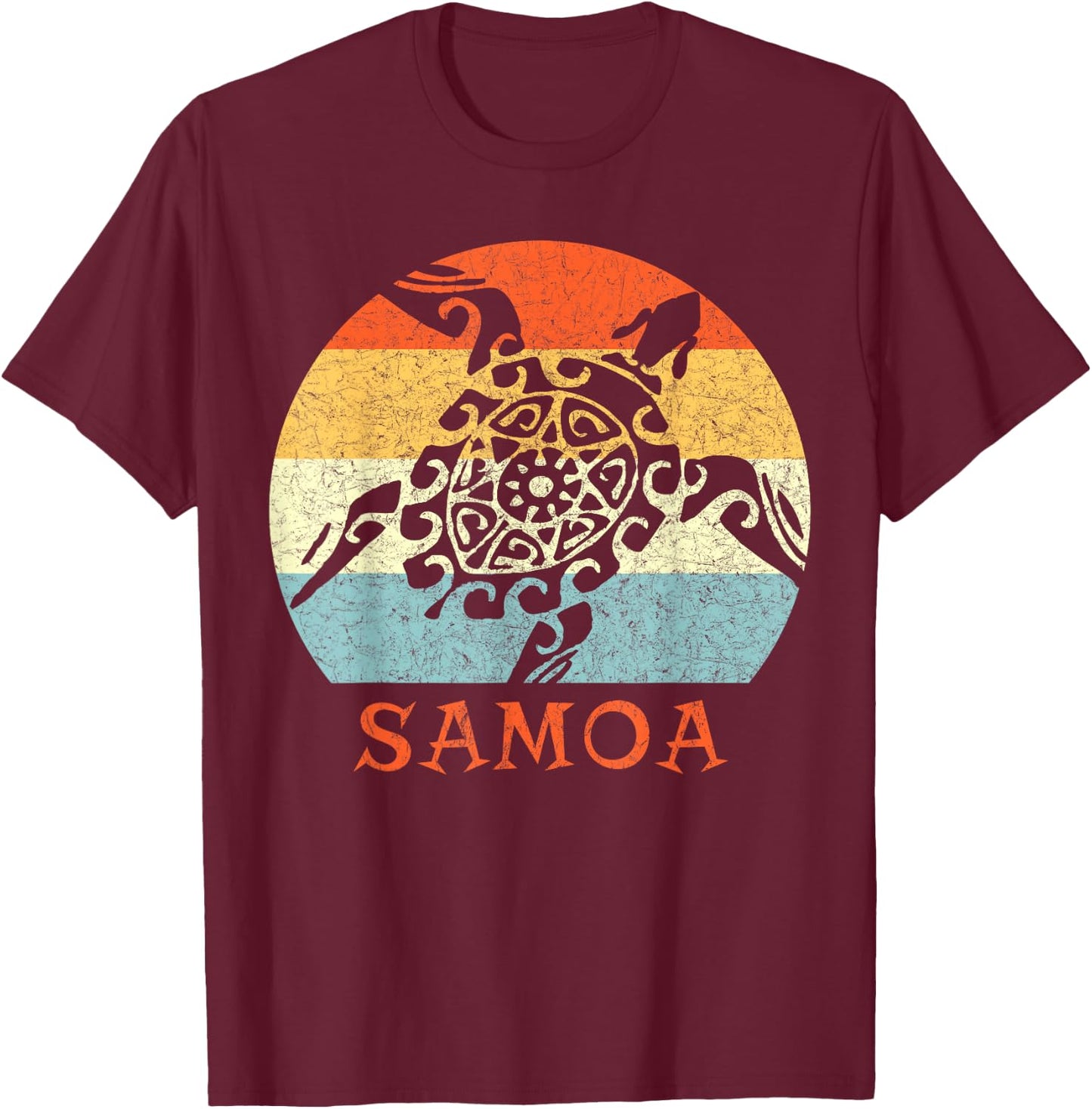 Samoa,Vintage Retro Turtle Vacation Gift T-Shirt - T-Shirt | Maroon