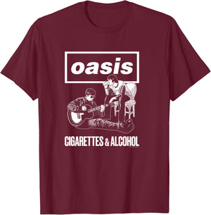 Oasis – Cigarettes And Alcohol T-Shirt - T-Shirt | Maroon