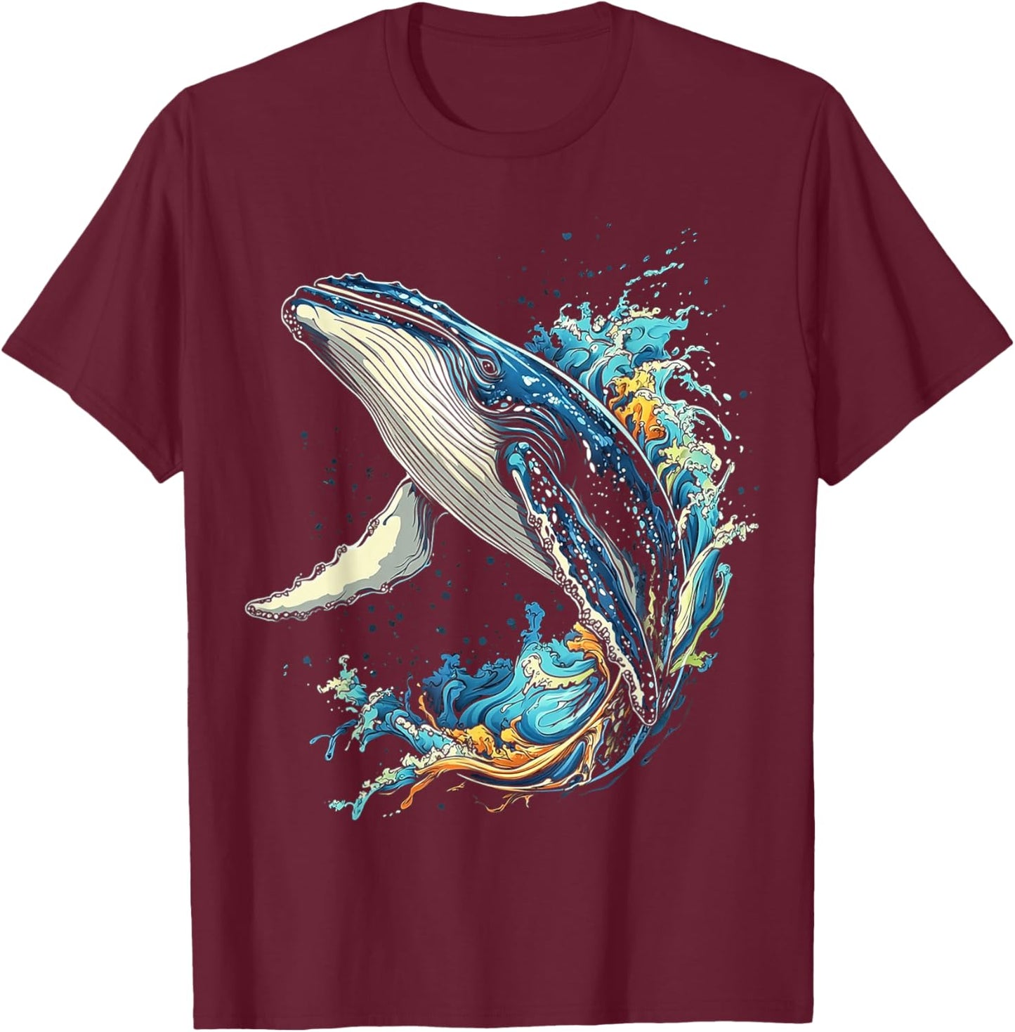 Buckelwal Tier Grafik Illustration Buckelwal T-Shirt - T-Shirt | Maroon