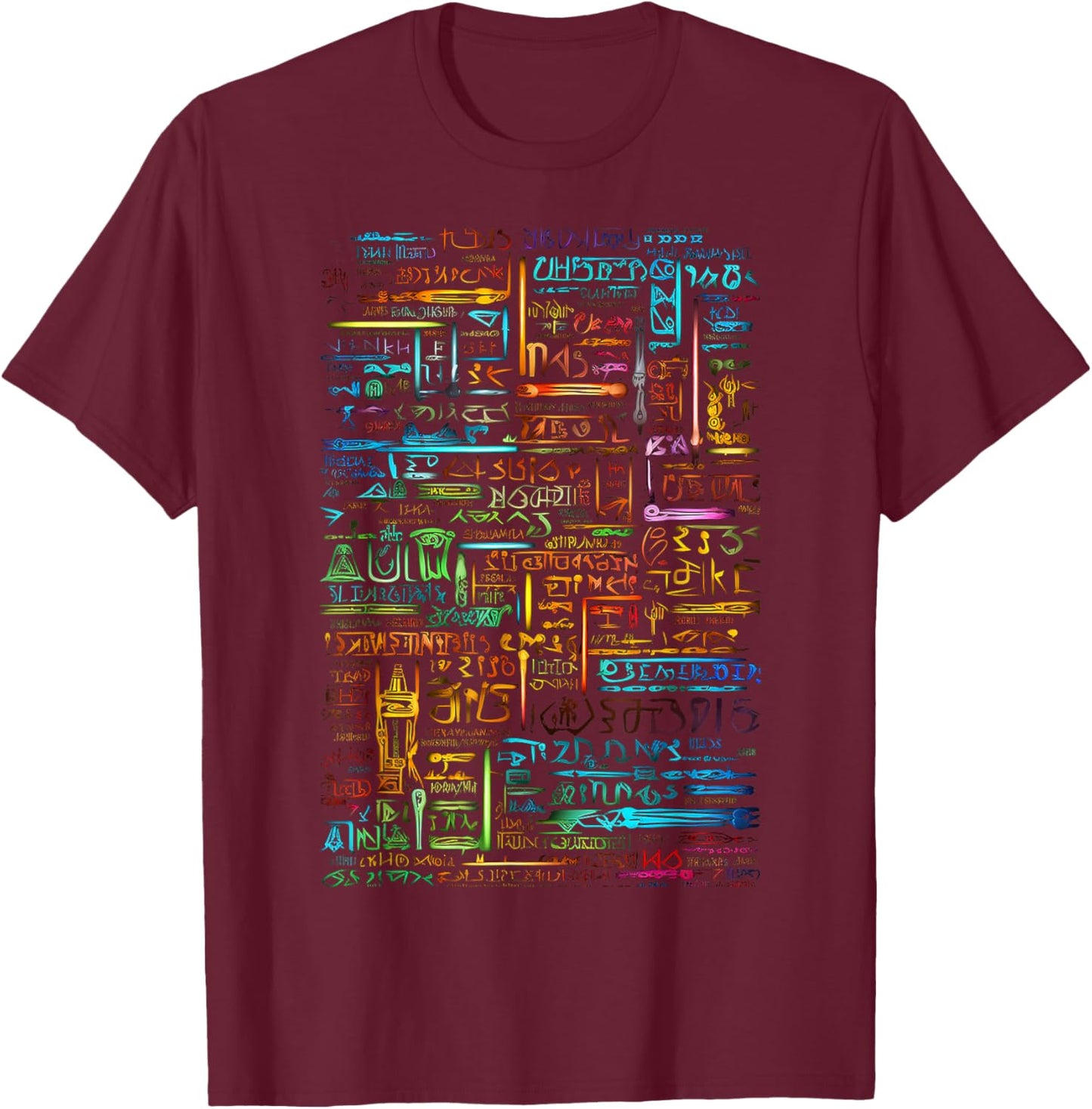 Colorful Art Graphic Motif Artwork T-Shirt - T-Shirt | Maroon