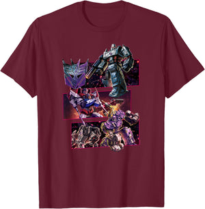 Transformers: War For Cybertron Decepticon Panels T-Shirt - T-Shirt | Maroon