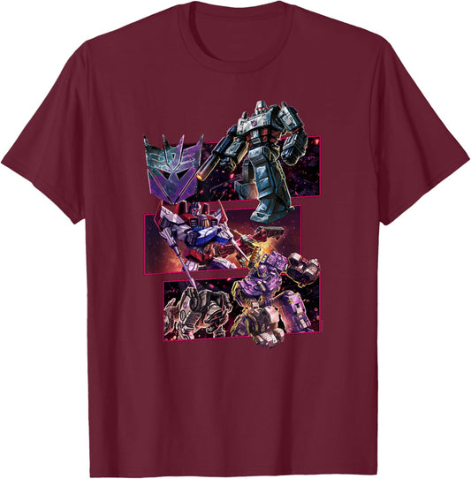 Transformers: War For Cybertron Decepticon Panels T-Shirt - T-Shirt | Maroon