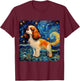 Cavalier King Charles Spaniel Starry Night T-Shirt - T-Shirt | Maroon