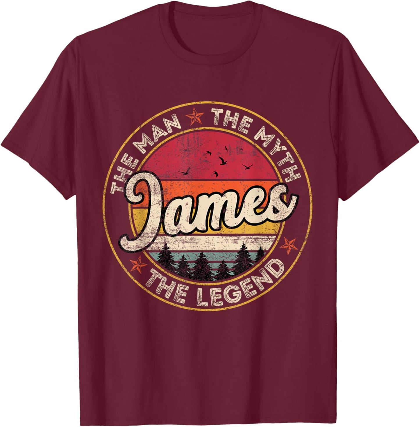 James The Man The Myth The Legend Personalized Name T-Shirt - T-Shirt | Maroon