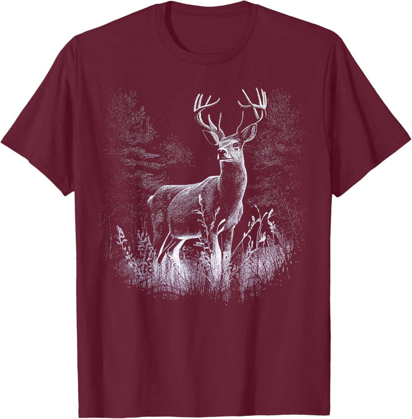 Deer Forest Nature Lover Deer Hunting Hunter T-Shirt - T-Shirt | Maroon