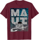 Disney Moana Maui Tattoo Style Letter Stack Portrait T-Shirt - T-Shirt | Maroon