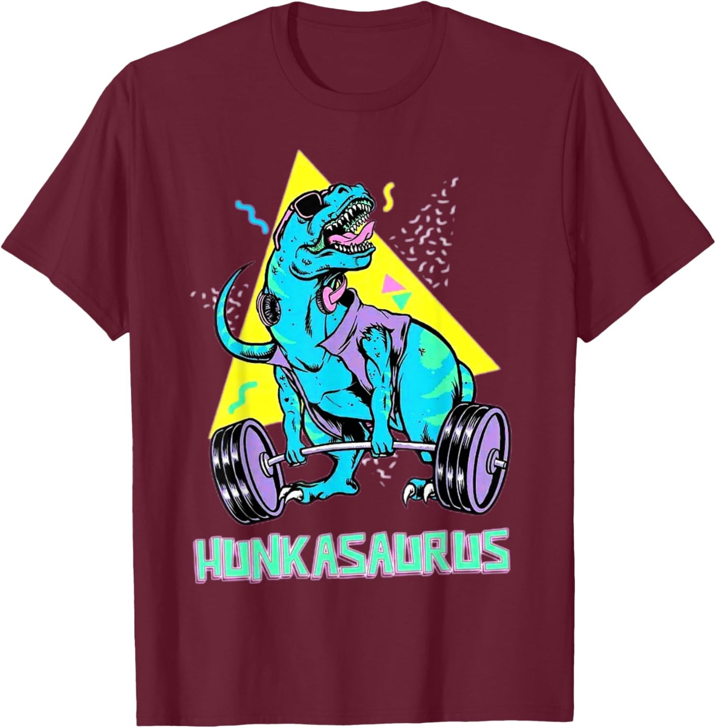 Hunkasaurus Weightlifting Bodybuilding Gym Workout Muscle T-Shirt - T-Shirt | Maroon