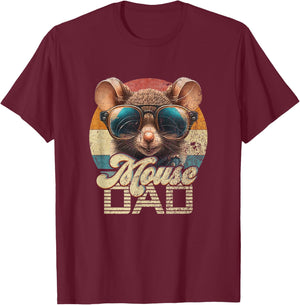 Vintage Retro Mouse Dad Best Daddy Funny Fathers Day T-Shirt - T-Shirt | Maroon