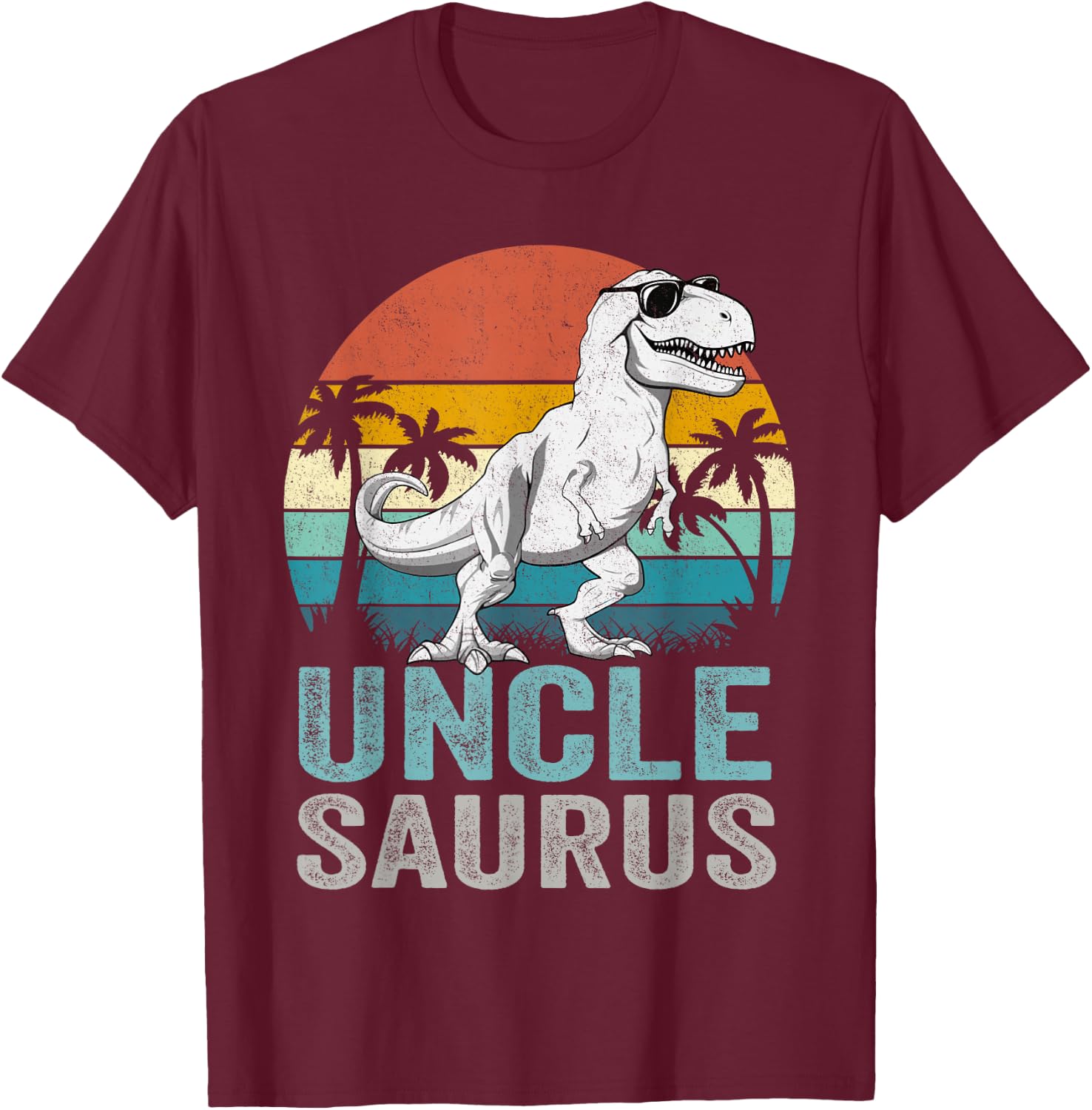 Unclesaurus T Rex Dinosaur Uncle Saurus Family Matching T-Shirt - T-Shirt | Maroon